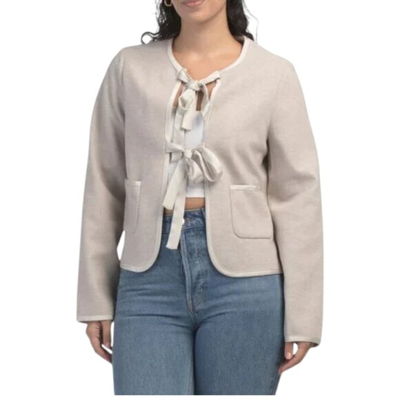 RACHEL ZOE Jackets & Blazers - RACHEL ZOE Light Beige Knit Jacket
